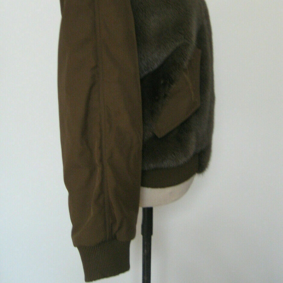 Blancha Brown Mink Fur & Nylon Bomber Jacket Sz 40 - Picture 7 of 8